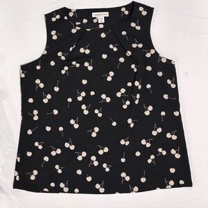 🍒Coldwater Creek Black Cherry Print Blouse - Medium - Retro Coquette Twee